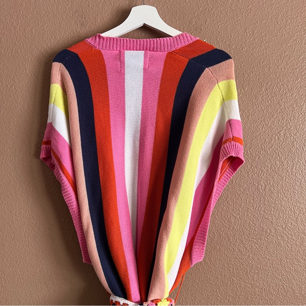 Anthropologie Kimono Colorful Striped Knit Belted Sweater One Size - Picture 9 of 13